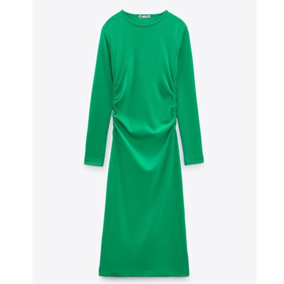 ZARA Gathered Midi Dress BNWT - Picture 3 of 3